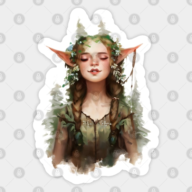 Forest elf,wood girl Sticker by Ravenglow